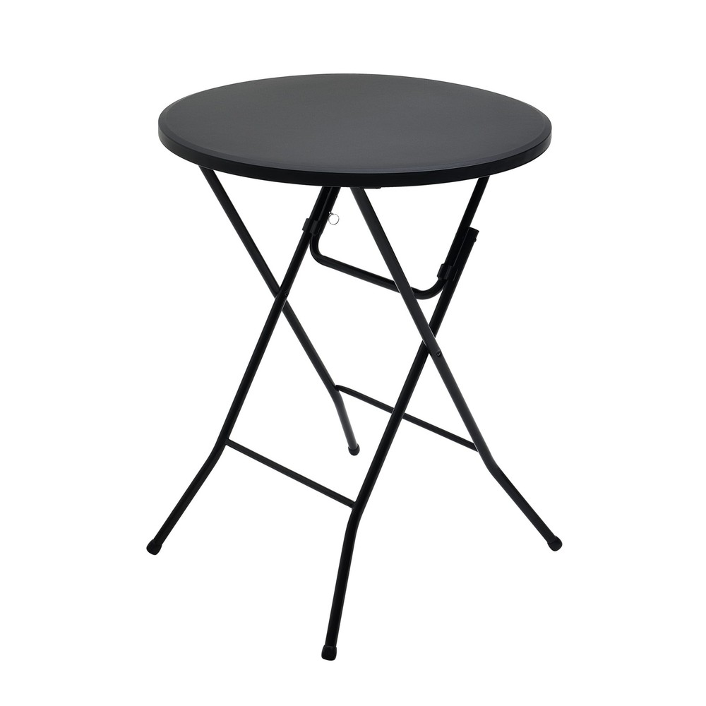 31" Round High-Top Folding Table, Black