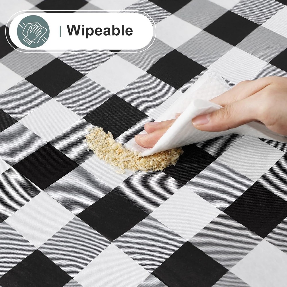 misaya Rectangle Waterproof Vinyl 84 x 60 (Rectangular), Black and White