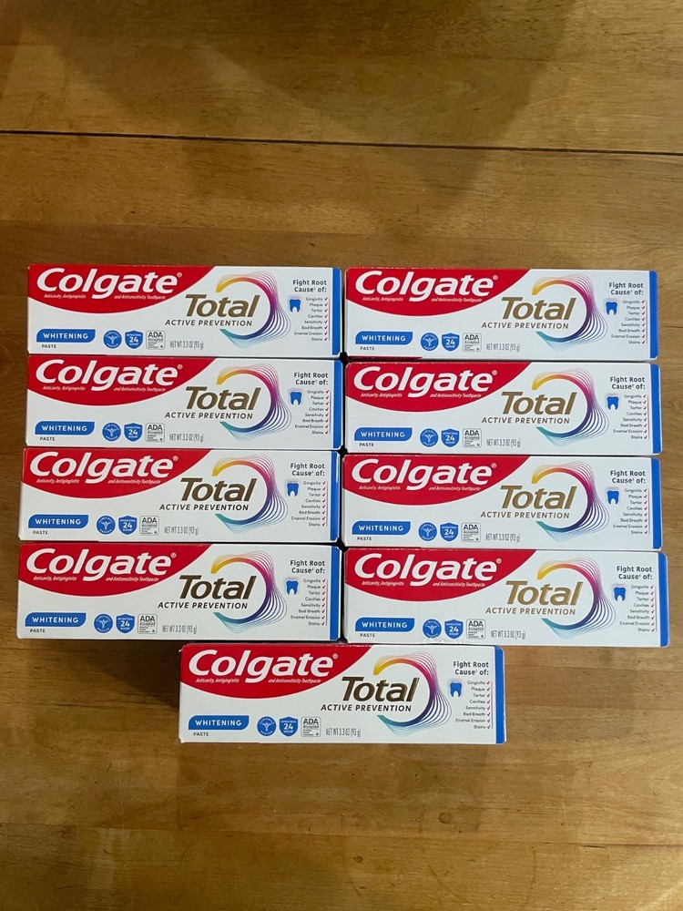 9 Colgate Total Active Prevention Whitening Paste 3.3oz