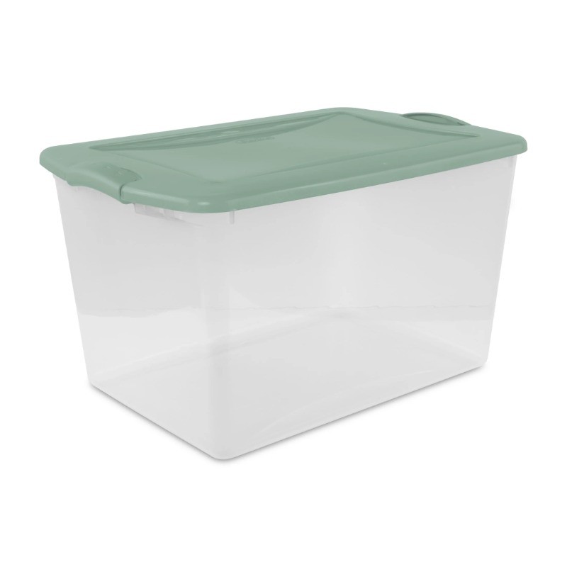 Sterilite Large Storage Bin, 66 Quart Clear Plastic Storage Container , Blue