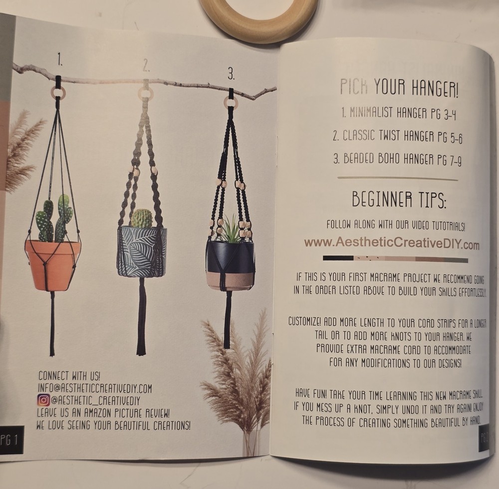 Aesthetic Creative Macrame Plant Hanger Kit with Instruction Book Tutorials