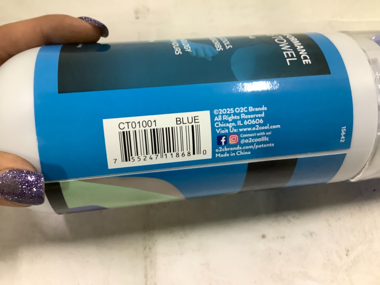 Cooling Towel O2COOL ArctiCloth Sport Blue 13x33" Moisture Wicking Re-useable