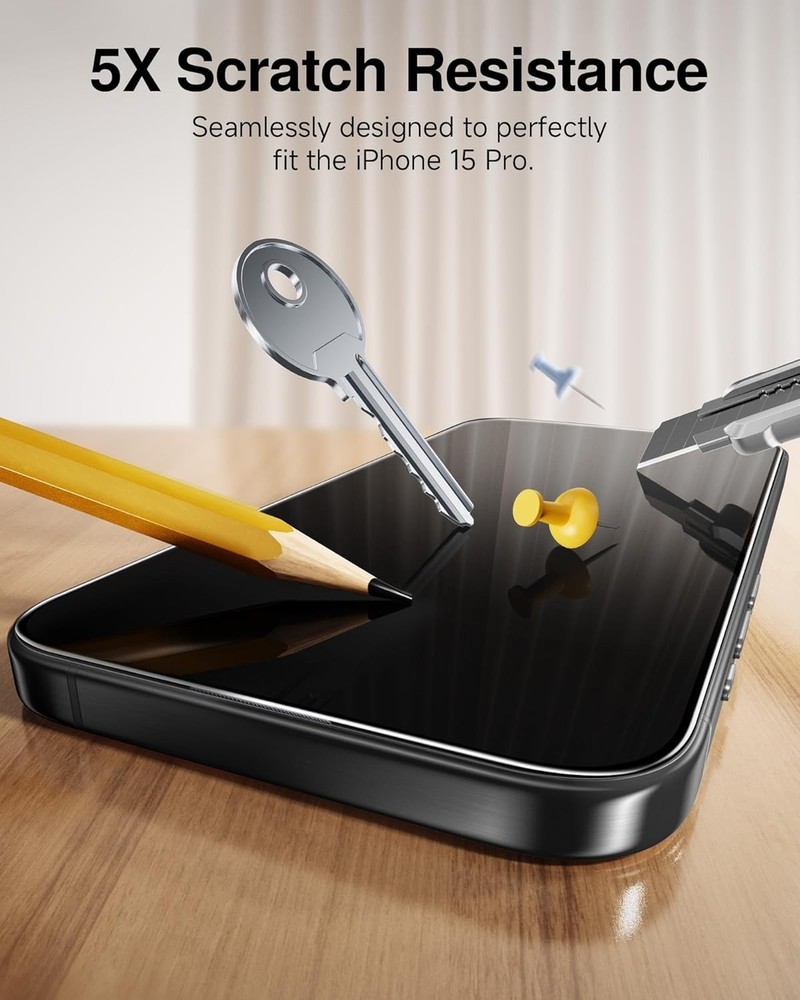 SMARTDEVIL 2 Pack for iPhone 15 Pro Privacy Screen Protector, Military Grade Sha