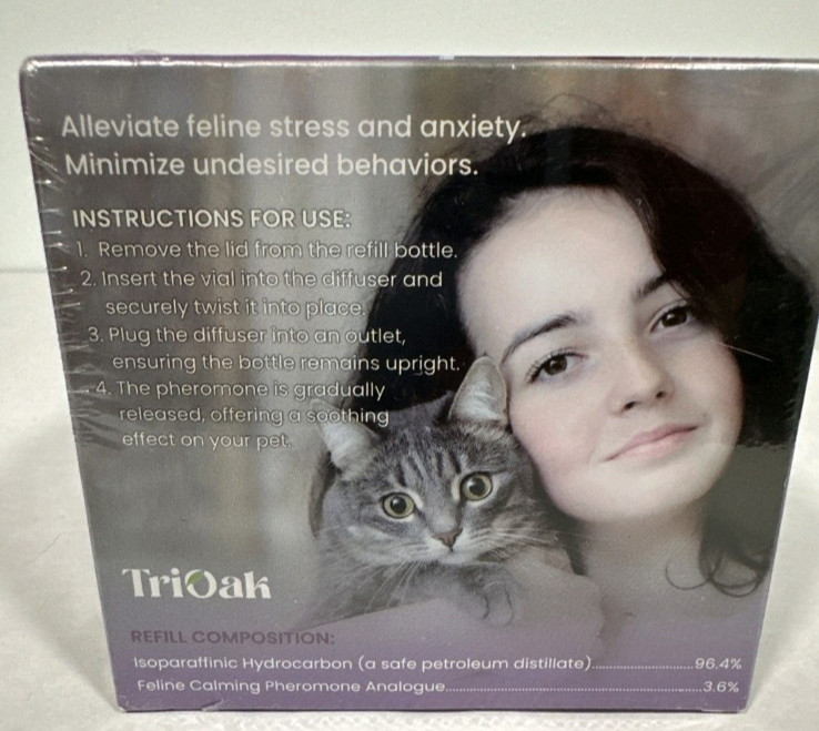 Calming Pheromone Refills for Cats 4 Pack TriOak Stress Relief Diffuser Refills