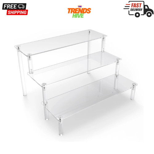 Acrylic Display Risers,Clear Display Risers Stand Small Mini Shelf 3 Tiered Cupc