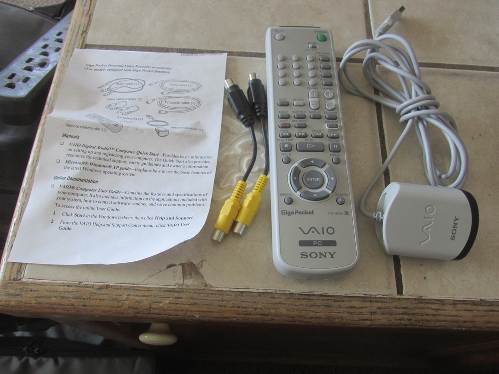 SONY VAIO PC REMOTE RM-GP4U & INFARED RECEIVER