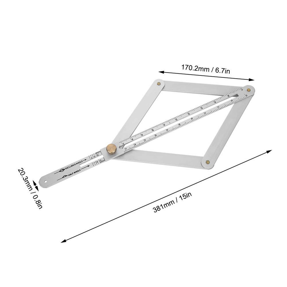 Angle Measuring Ruler Construction Protractors 0-170° Goniometer Ruler Stainl...