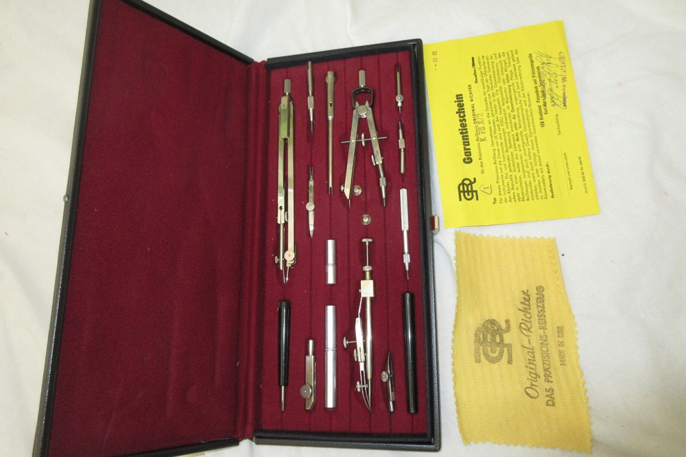 DRAFTING DRAWING SET ORIGINAL RICHTER Antique precision Technical set