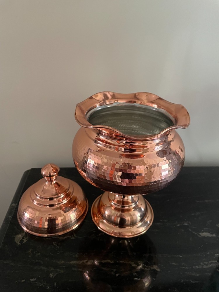 Footed Persian Hammered Copper candy Dish