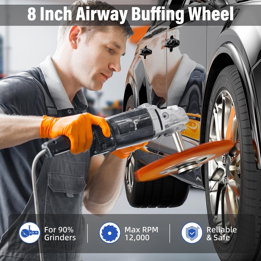 BURMONG 8" Airway Buffing Wheels for 4.5" Angle Grinder, 9PCS Buffer...