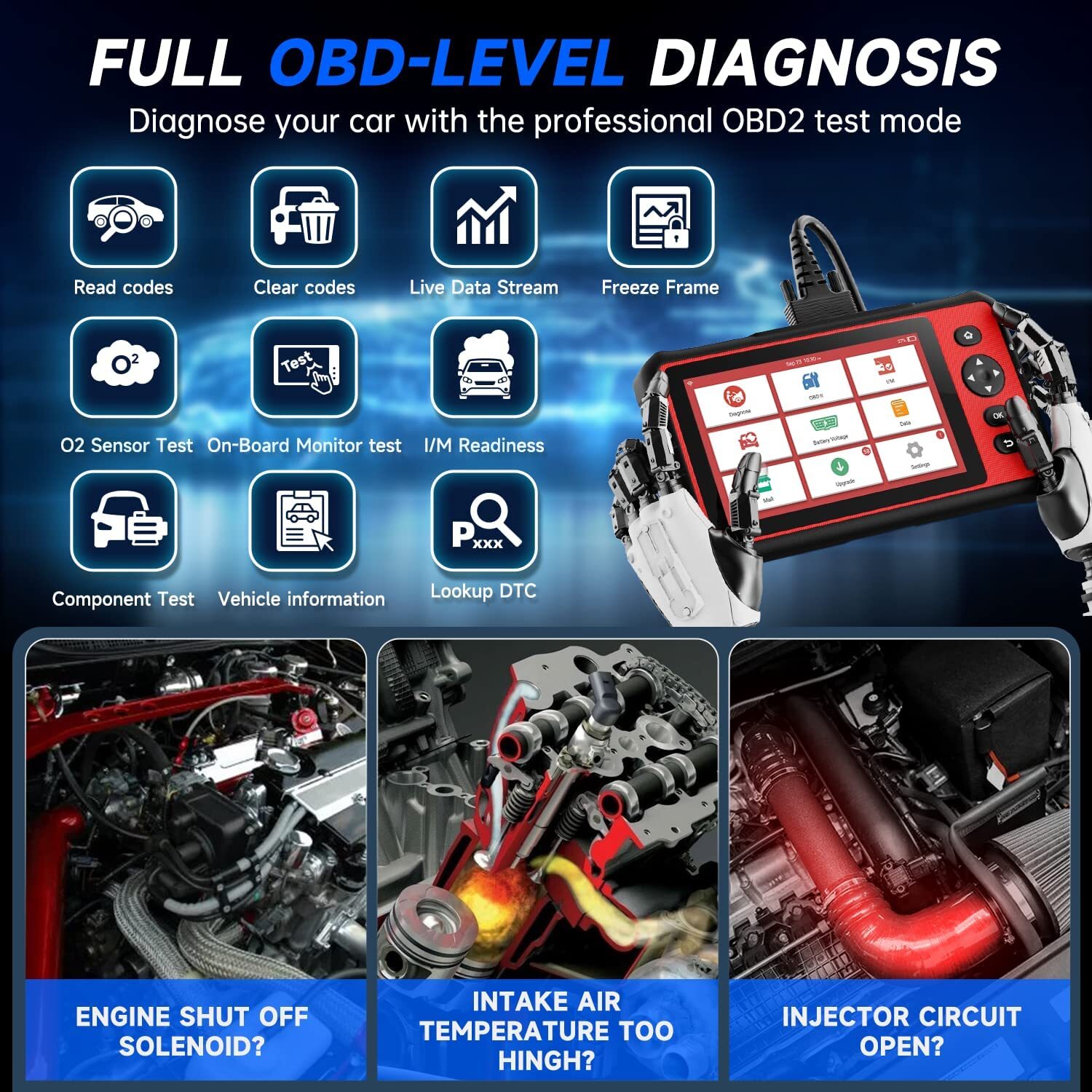 LAUNCH X431 CRP909 OBD2 Scanner Car Diagnostic Tool Full System Key Coding ABS