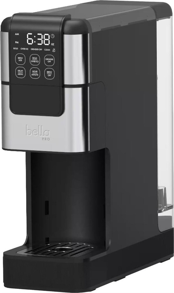 Bella PRO Programmable Single-Serve Coffee Maker w/Integrated Grinder Silver
