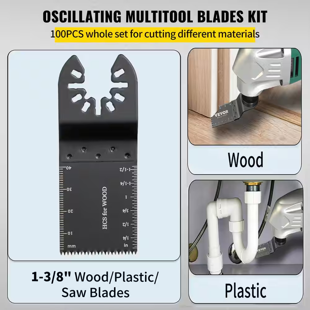 100 Pieces Oscillating Saw Blades, Quick Release Multitool Blades Kit, HCS Tool