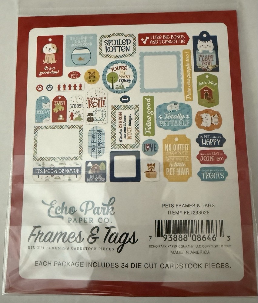 Echo Park Paper PETS by Lori Whitlock Frames and Tags Set~NICE~Quick Ship!