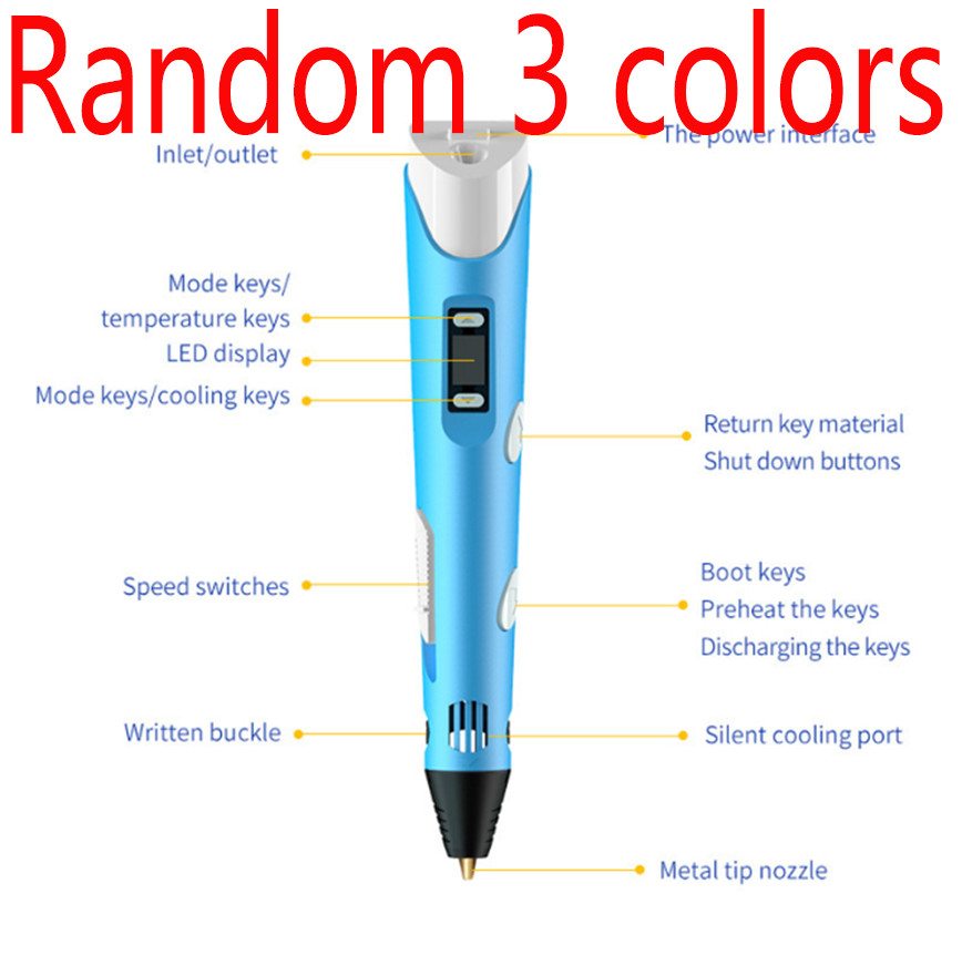 3D Printing Pen Set 3D Drawing Pen with Led Display 3 Color Filament Kid Gift