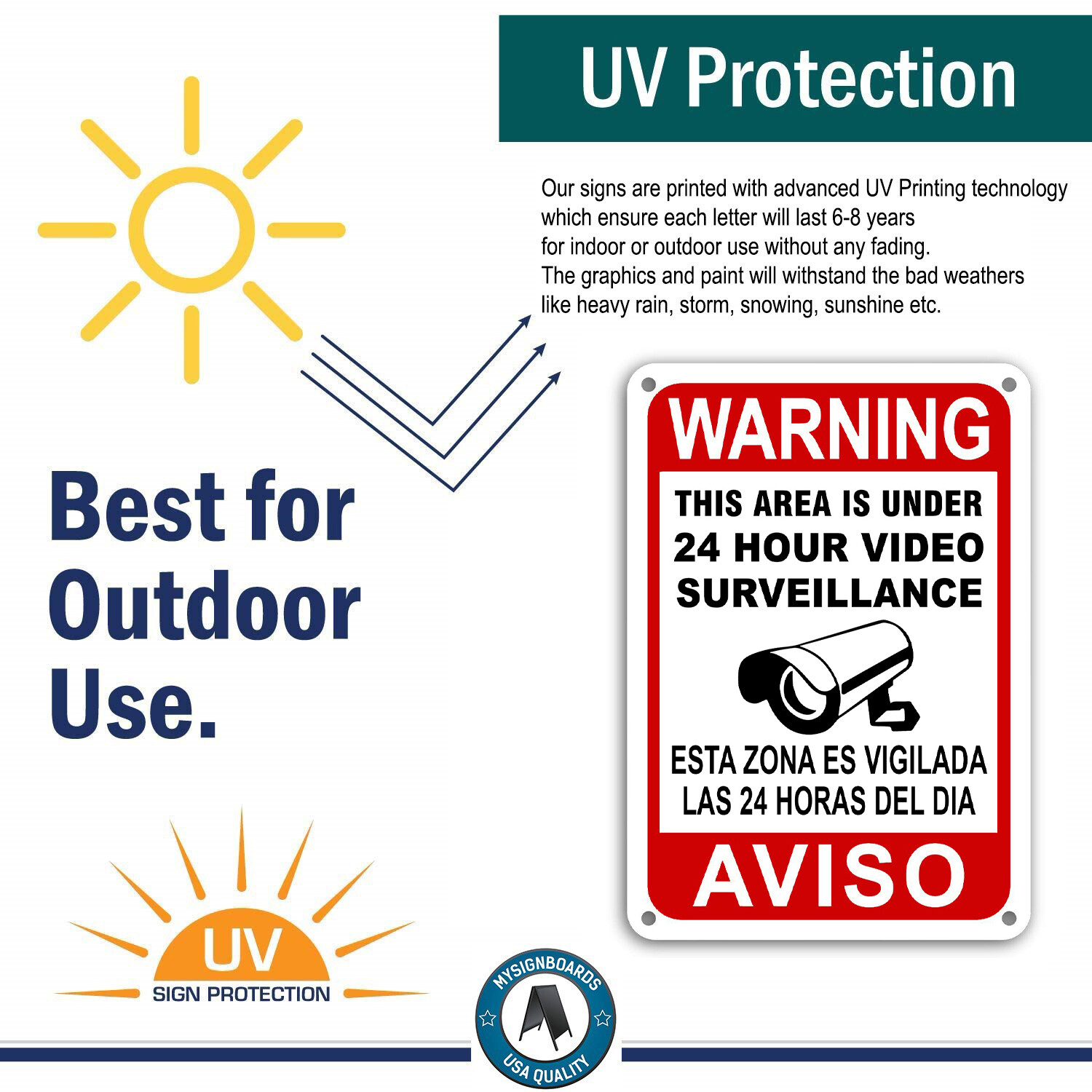 CCTV Warning Home Security Video Surveillance Camera Sign English/Spanish AVISO