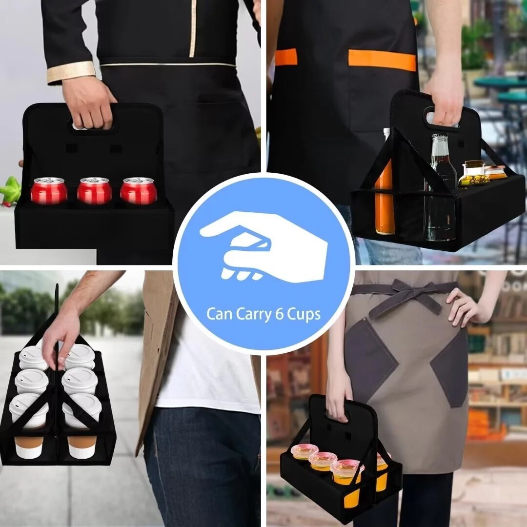Cup Caddy Portable Drink Carrier or Cans Reusable, 6-Cup Holder with Handle