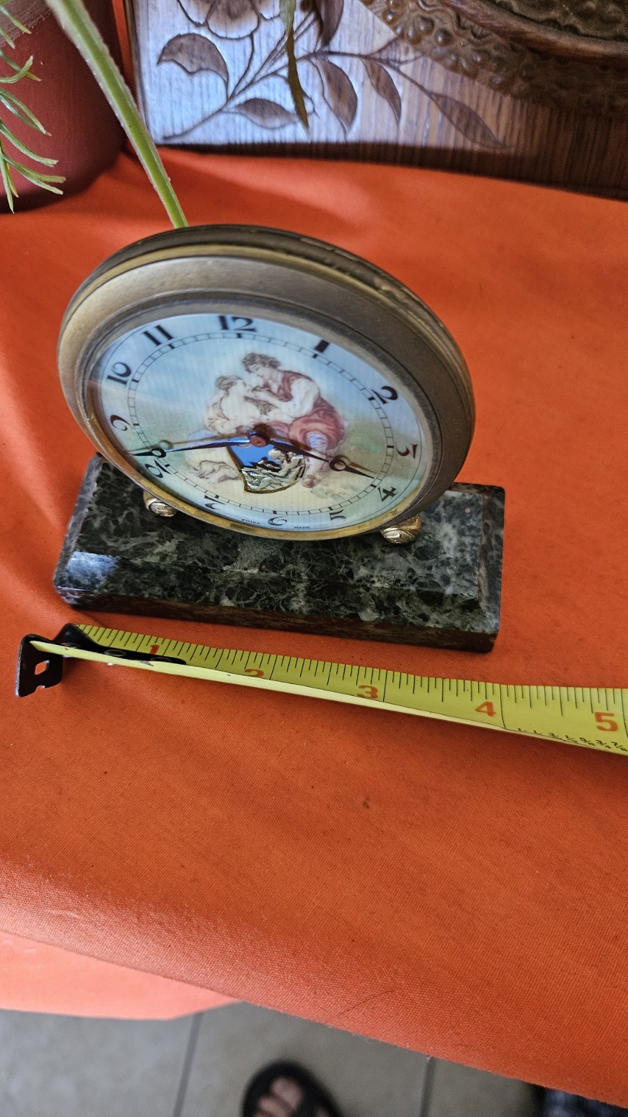 Vintage Swiss Desk Clock Animated Hand Painted, Working, Le Petit Ferguson.
