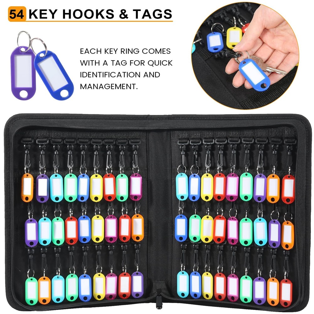 Zippered Key Case, Portable Key Organizer with Handle, Waterproof & Fireproof...