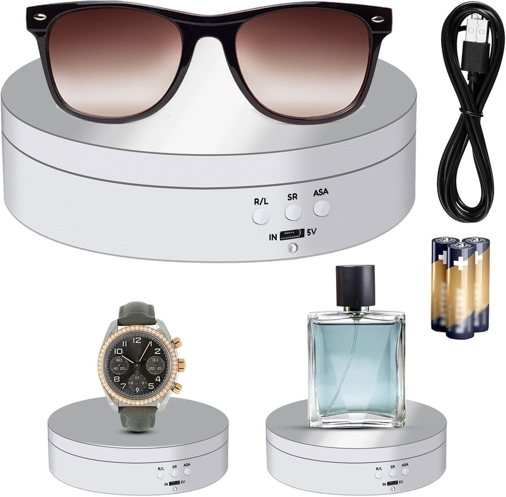 Rotating Display Stand 5.4" /6.6 Lbs Load Motorized Spinning Platform Rotating B