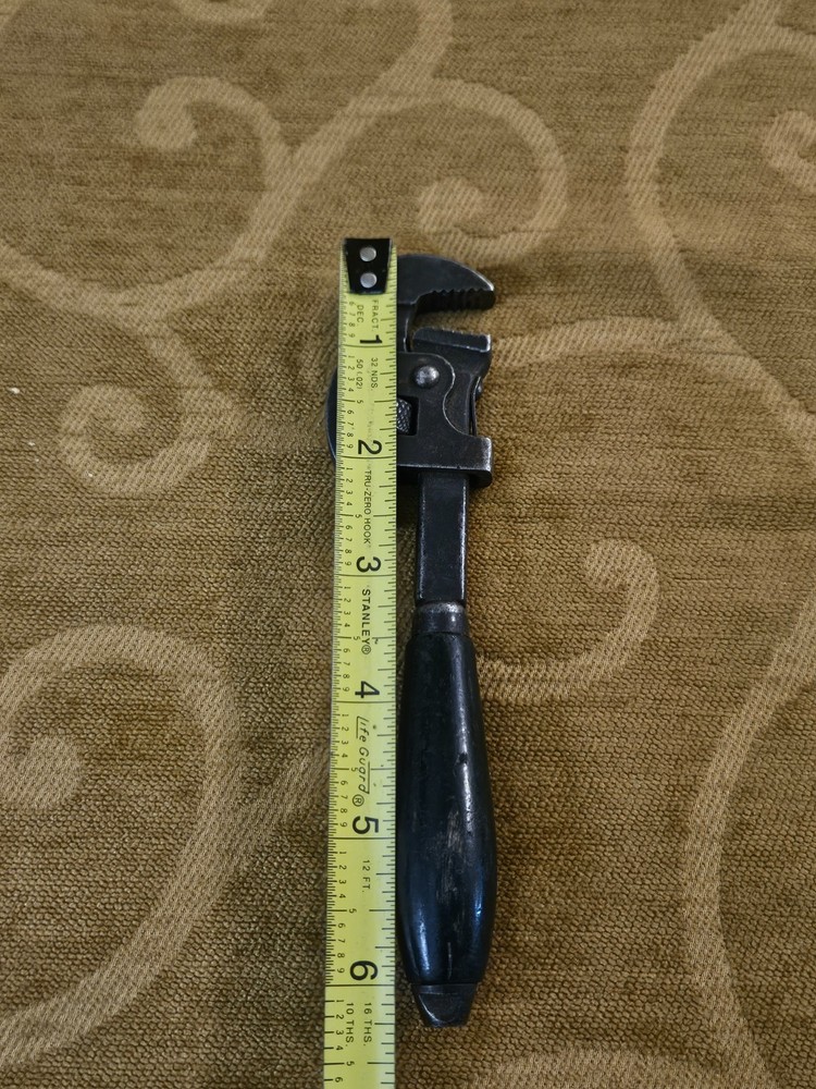 Vintage Adjustable Pipe Monkey Wrench Wood Handle
