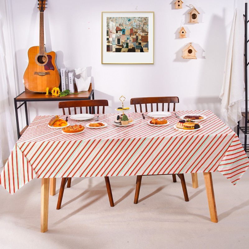 One-piece multi-colored plastic striped pattern waterproof and stain-resistant t