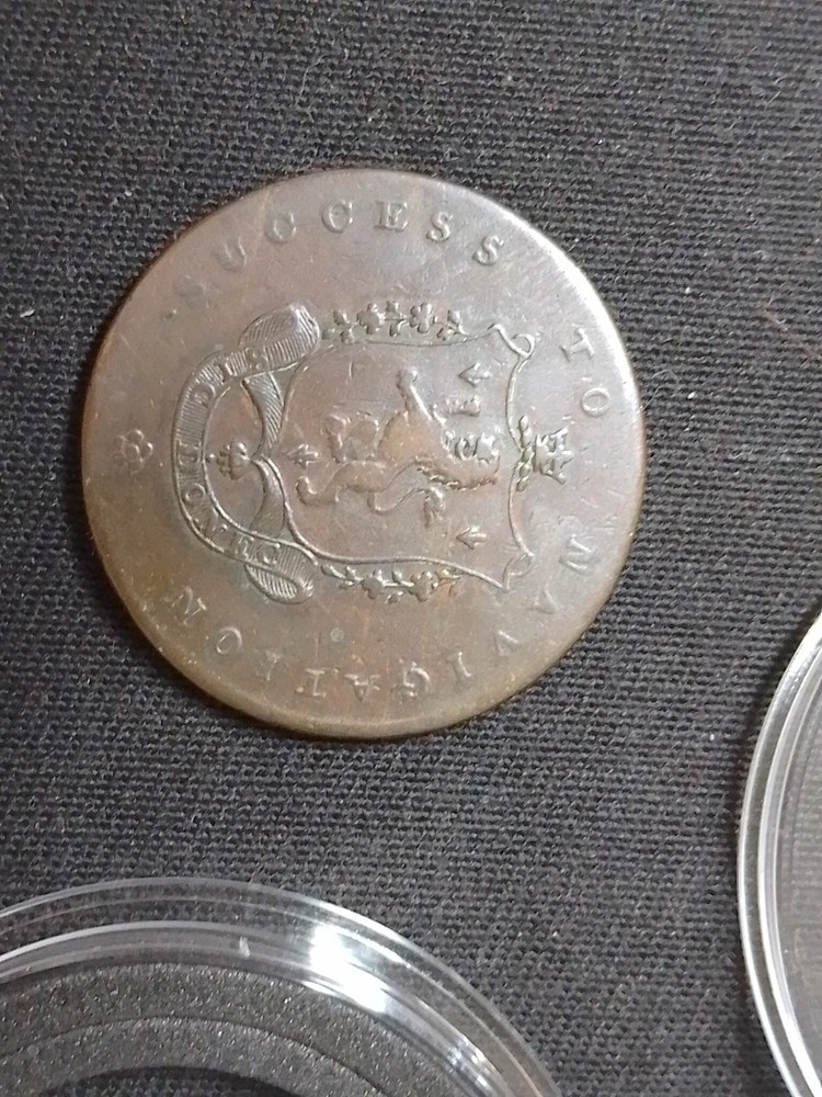 1793 Success To Navigation Copper Halfpenny Token.