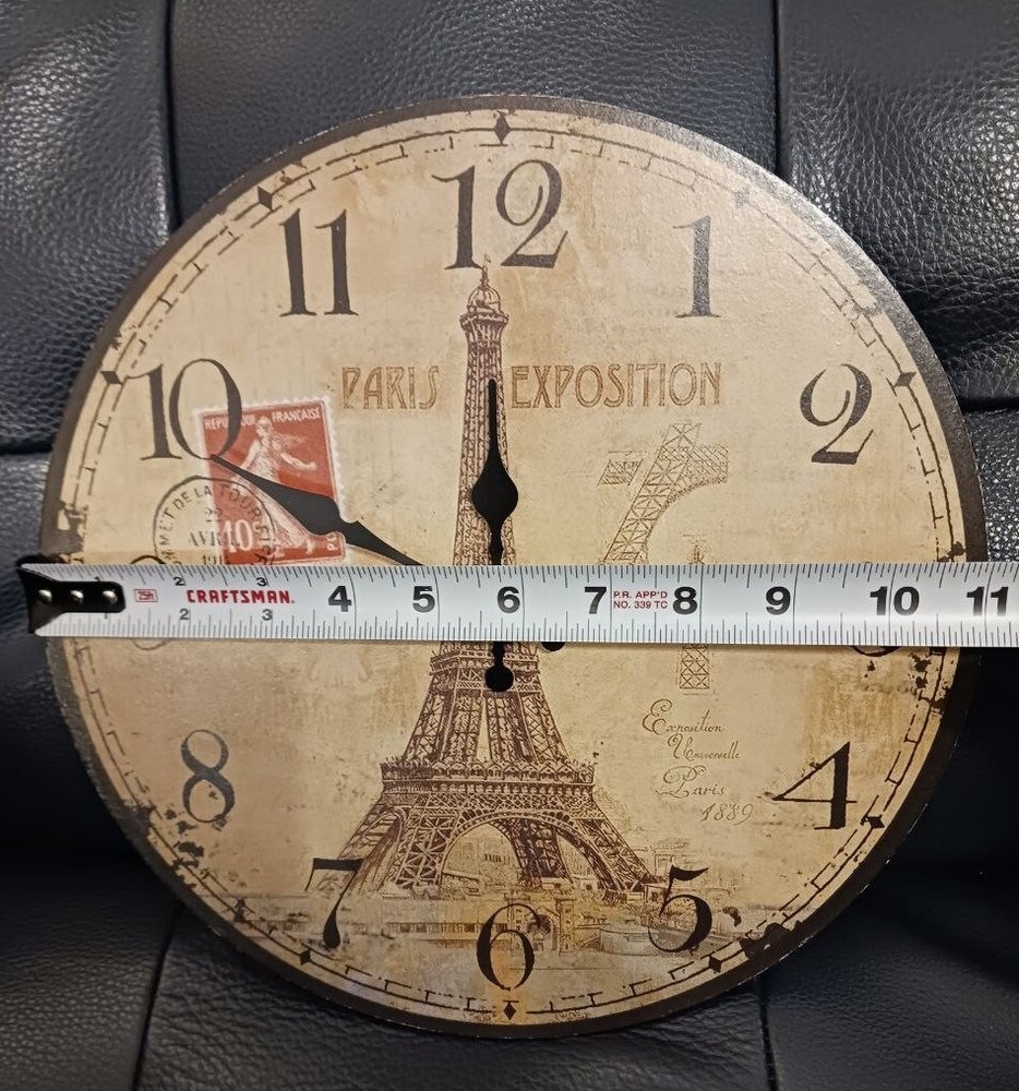 PARIS Wall clock, Round, 11 inch Battery Operated