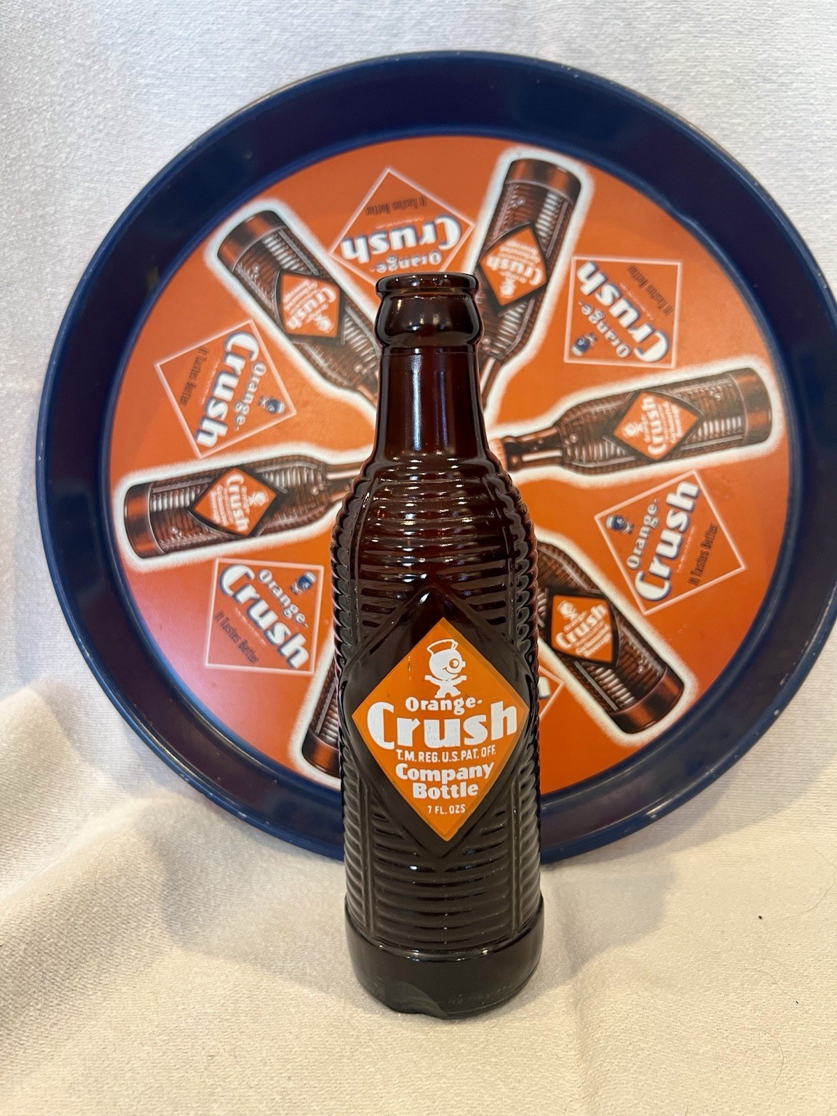 ORANGE CRUSH SODA Tin Serving Tray, 12” With Bottle ￼￼