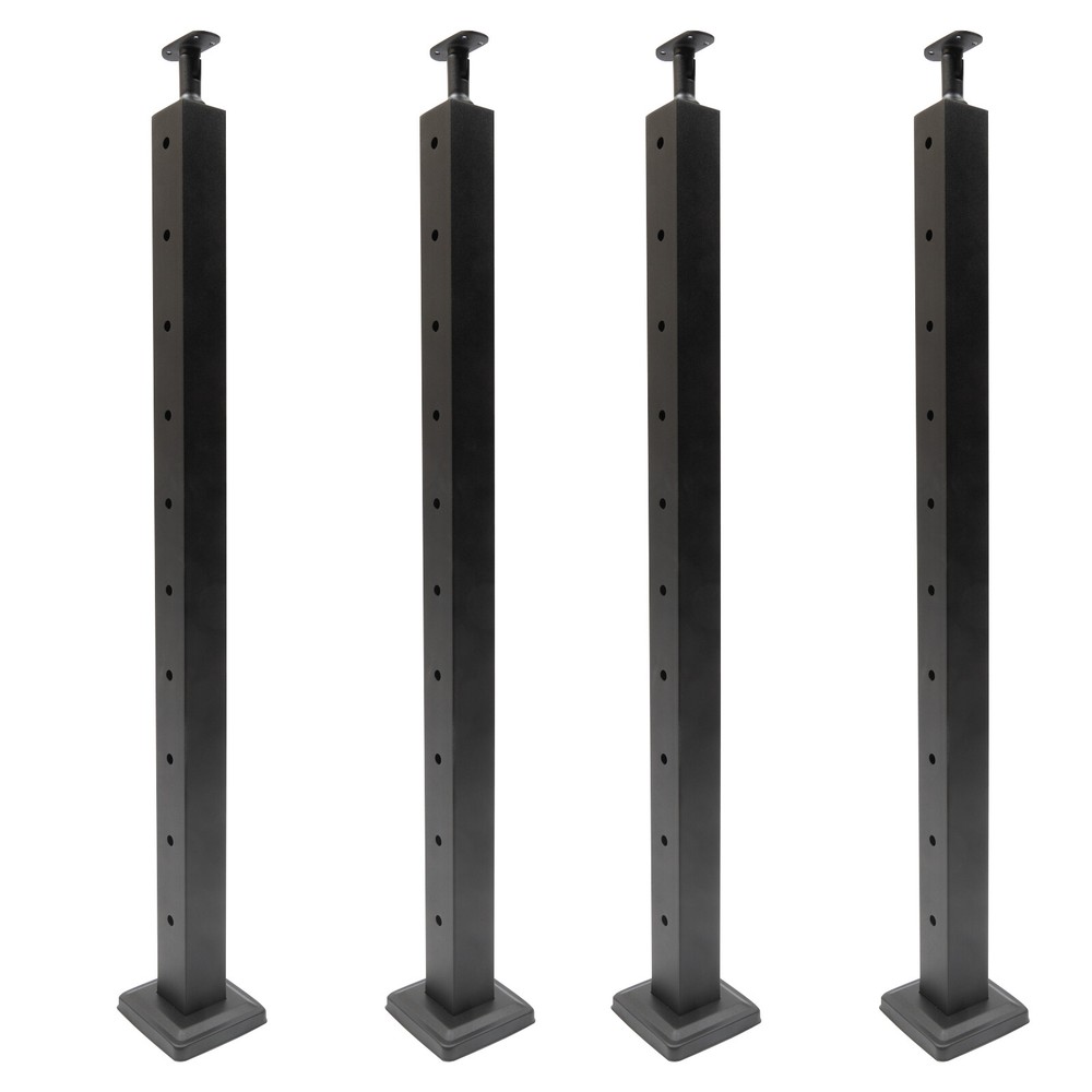 4pcs Cable Railing Posts Deck Railing 36"x2"x2" Black Posts With Holes