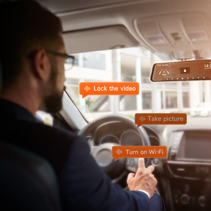 WOLFBOX 4K 12" Mirror Dash Cam Front and Rear Inside, 5G WiFi, Free 64GB SD