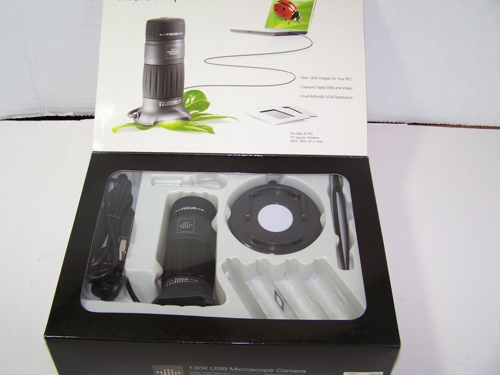 The Sharper Image 130X USB Microscope Camera Open Box For Mac & PC Never Used