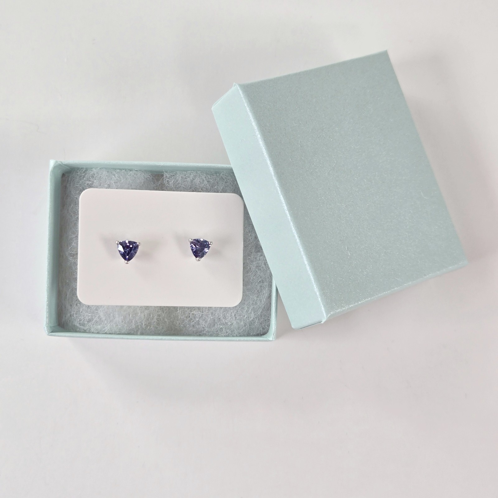 Tanzanite Stud Earrings 1.00 TCW Blue Trillion Cut 925 Sterling Silver Gift