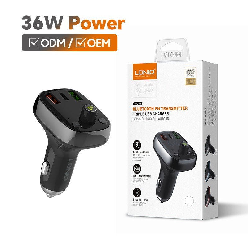 High Quality C704Q Bluetooth 5.0 Car FM Transmitter MP3 Player Fast Charger