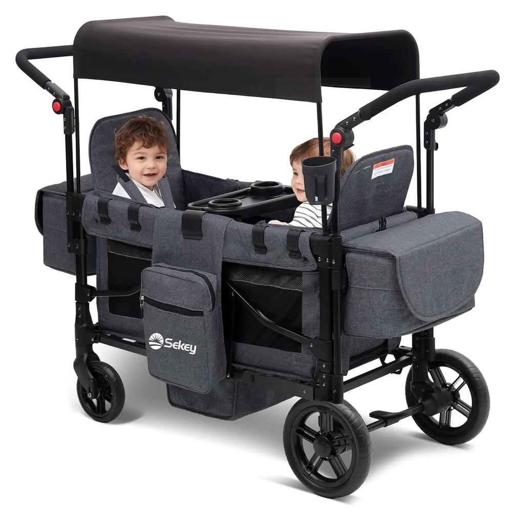Stroller Wagon 2 Kids Convertible Canopy Storage