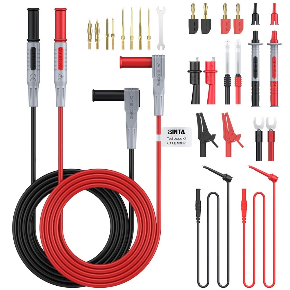 BINTA 27-Piece Silicone Multimeter Leads Kit with Replaceable Gold-... Fast Ship