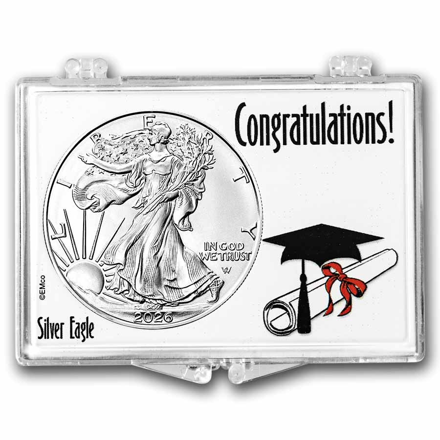 2026 1 oz Silver Eagle - w/Snap-Lock, Congratulations Graduate
