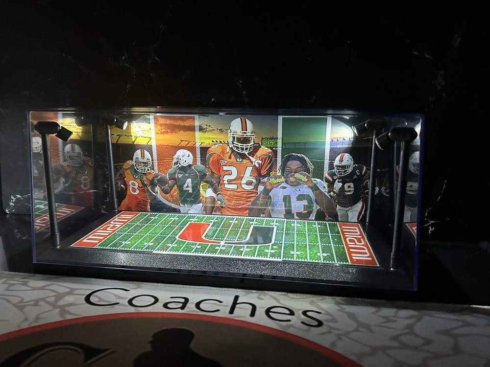 Miami Hurricanes Custom mini Helmet Display With LED Lights-The U