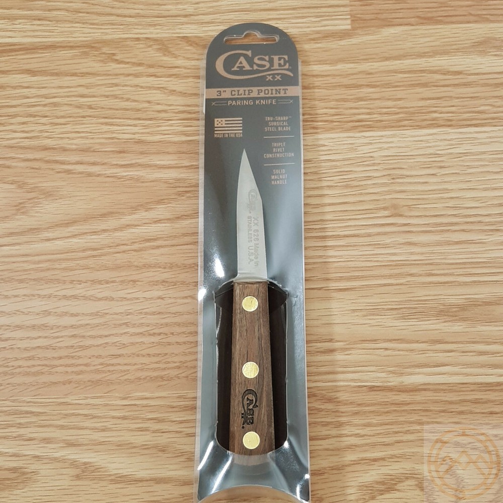 Case XX Kitchen Paring Knife 3" Stainless Steel Blade Solid Brown Walnut Handle