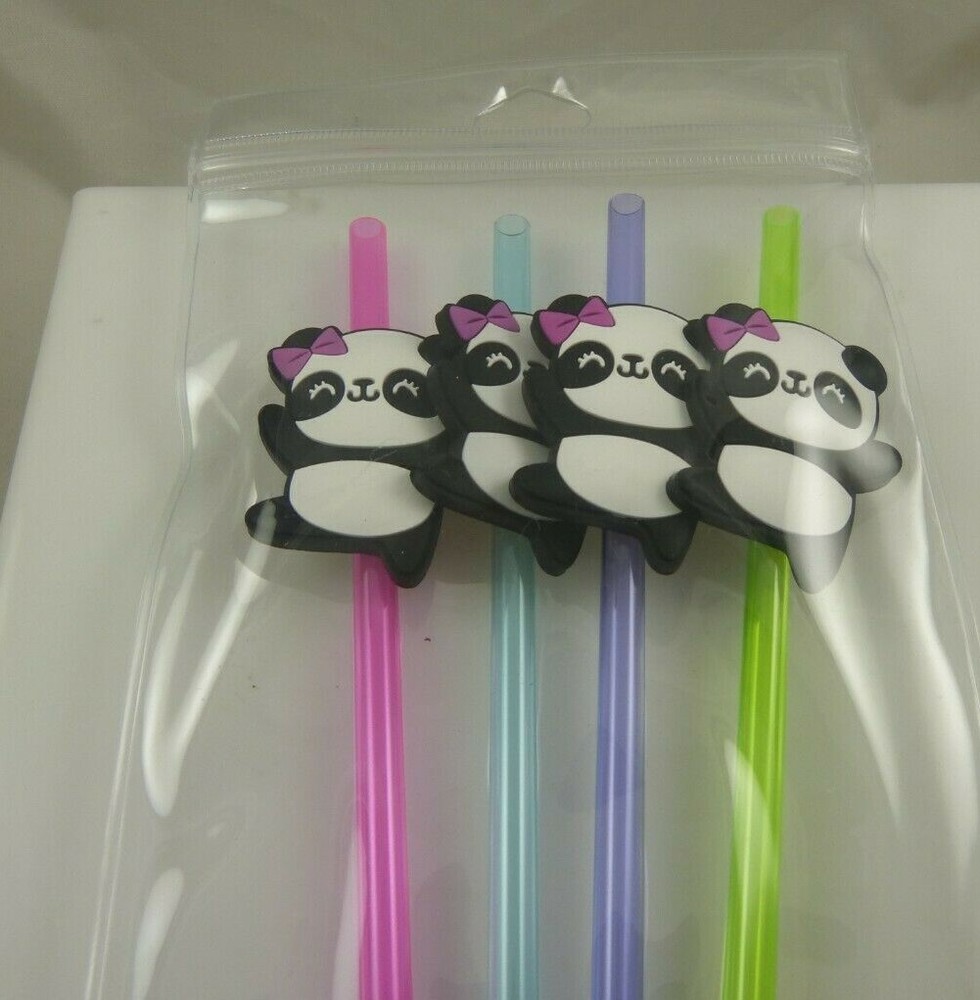 plastic Panda reusable straws multi color tall