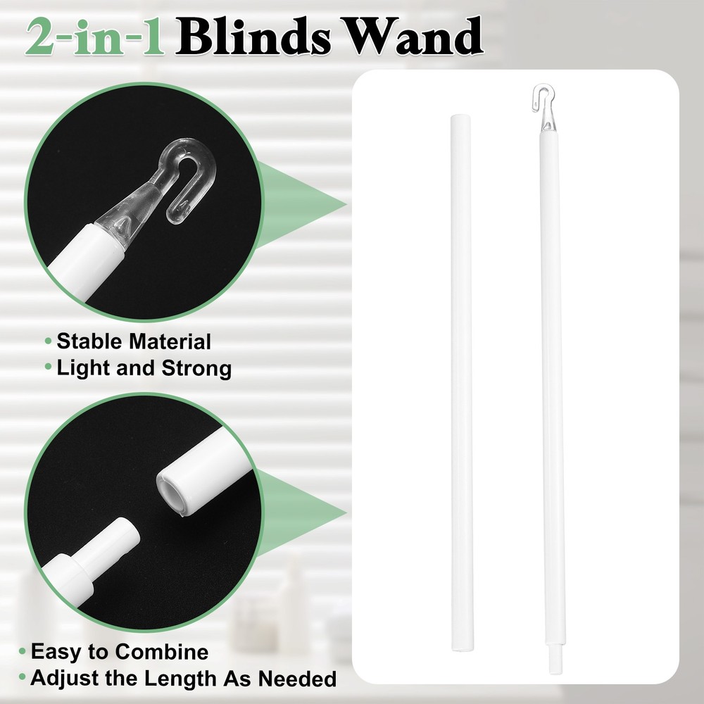 35" Blinds Wand Replacement, Combinable Blinds Tilt Wand with Hook, White