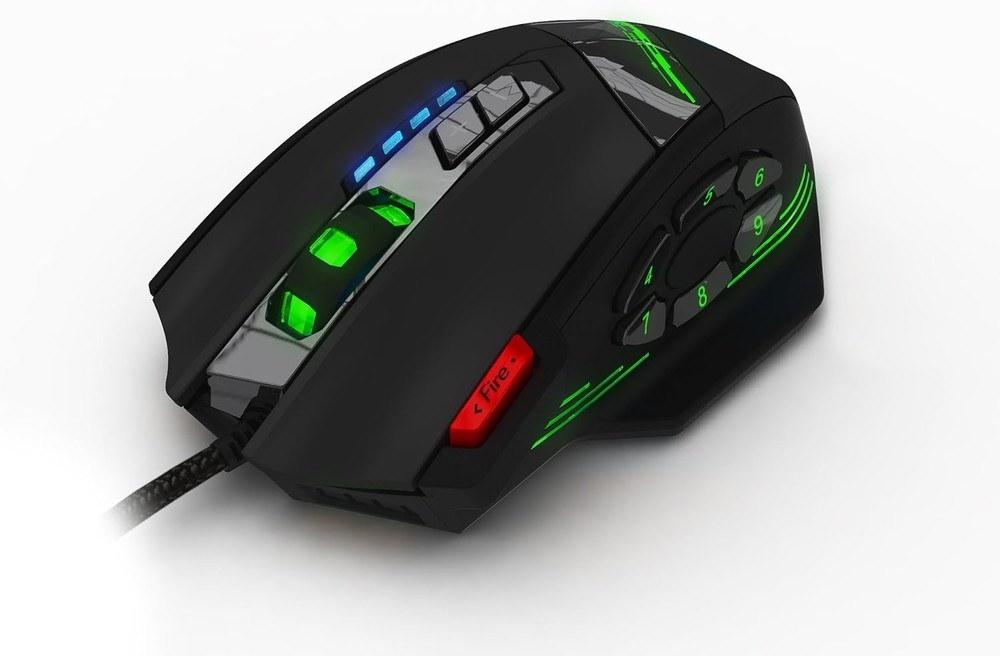 High-Performance C12 Gaming Mouse with 12 Buttons & Double-Speed Adjustment