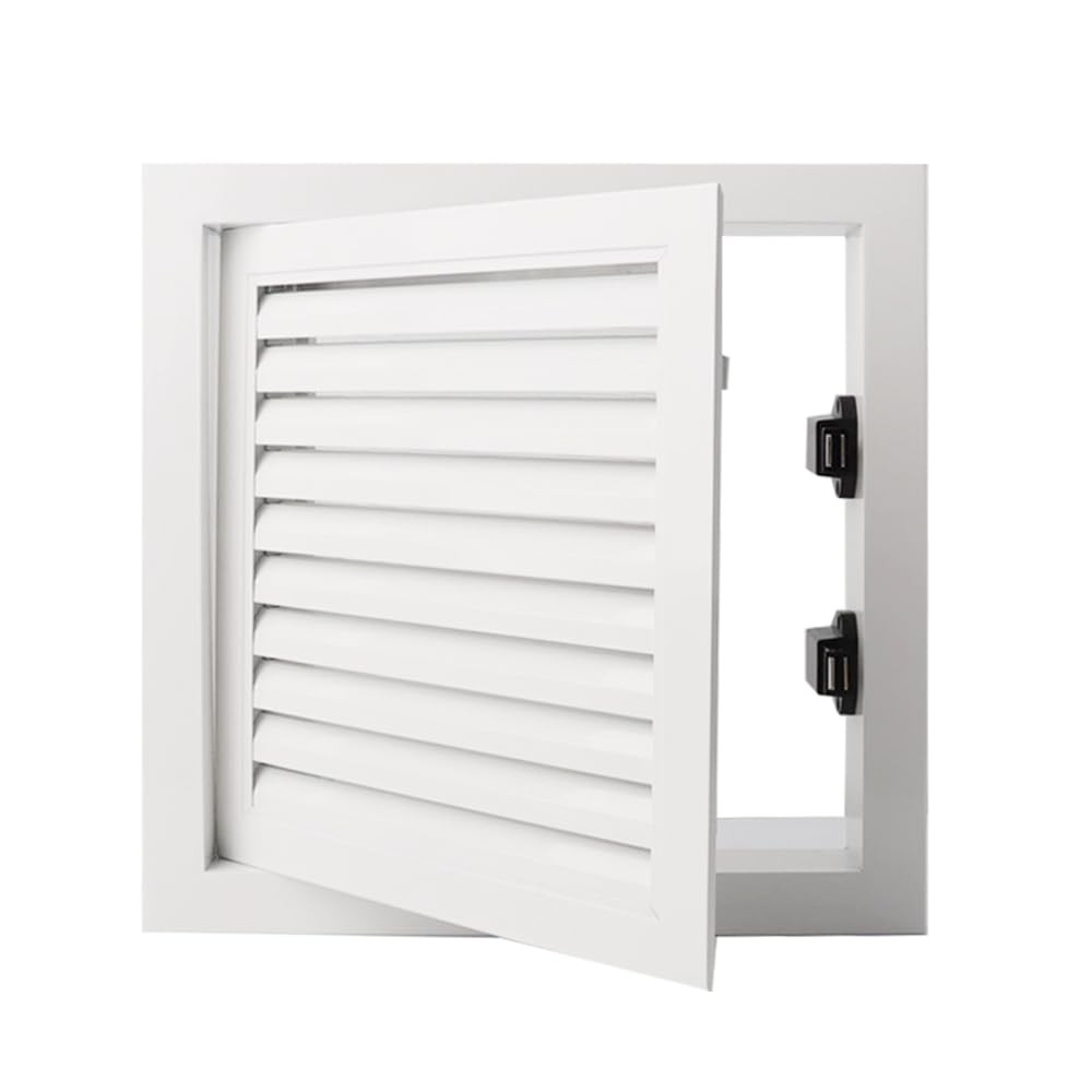 11.65 Access Panel, 10x10 Inside, Aluminum, White, Vent, Push-Button, Drywall