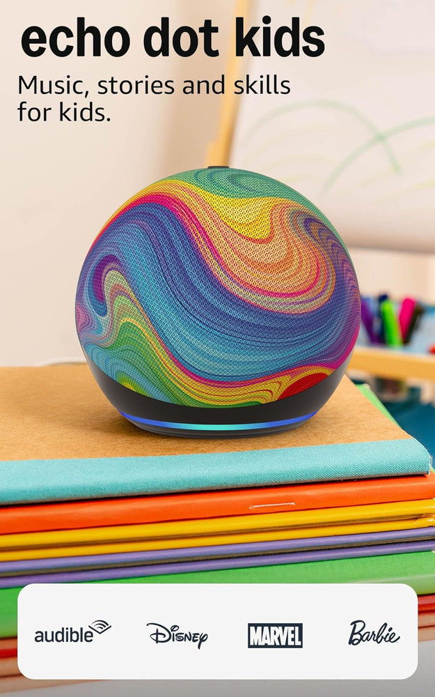 Amazon Echo Dot Kids (Newest Model) - Rainbow Swirl