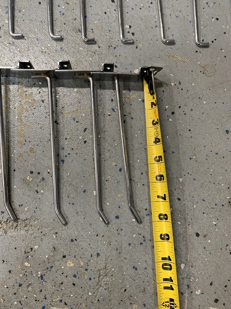 Slatwall Hook Bundle - 37 Pcs chrome slat hooks (12x10”) & (25x8”)