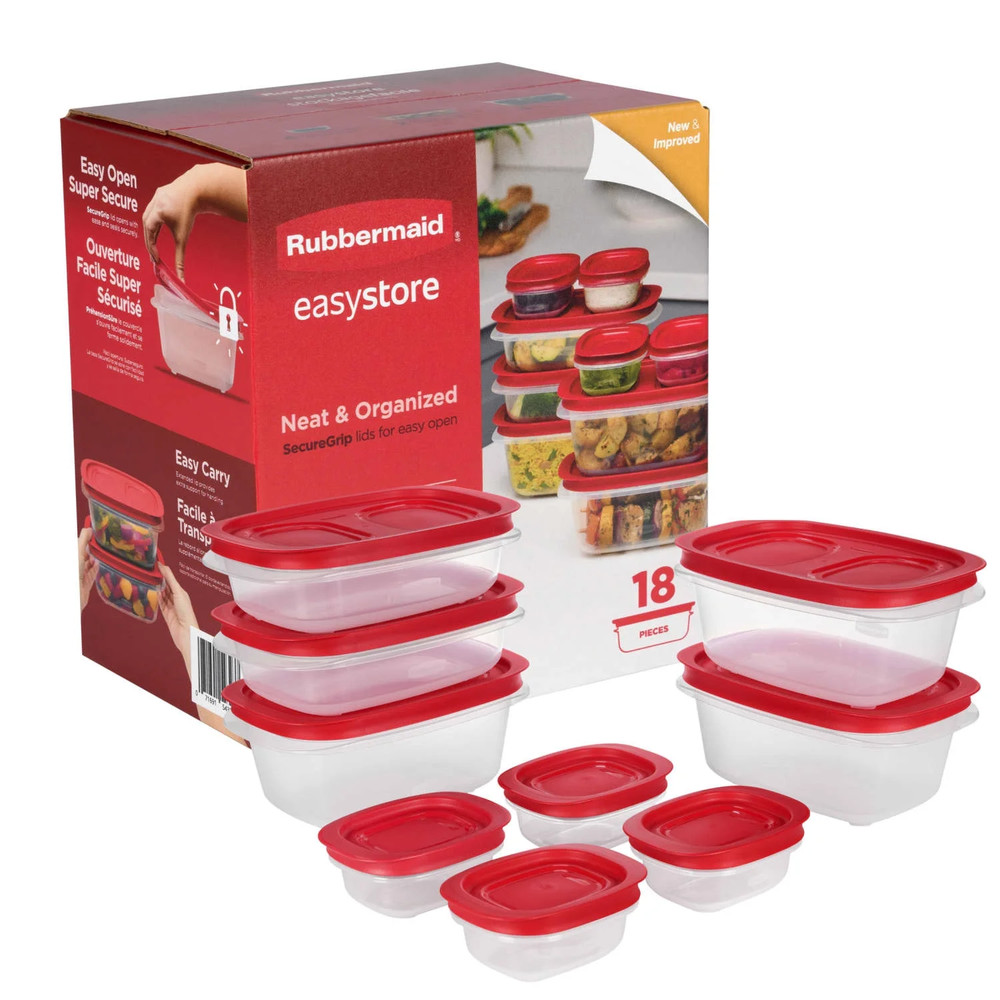 Rubbermaid EasyStore 18Pc Medium Rectangle Food Storage Containers Set Lids