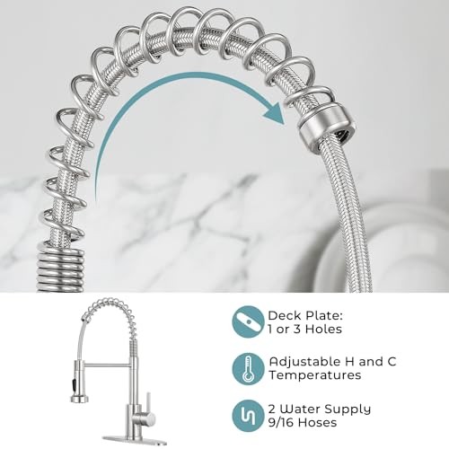 Kitchen Faucet with Pull Down Brushed Nickel Standard (with deck plate)