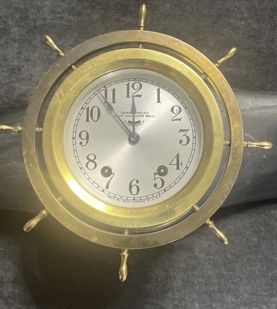 Seth Thomas Round Clock Mounted On A Piper Propeller.