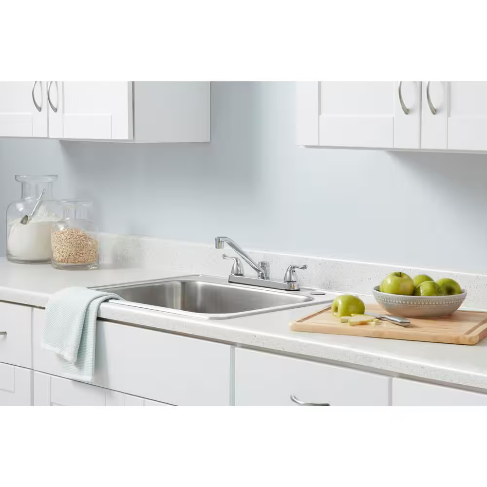 Glacier Bay Constructor Double Handle Standard Kitchen Faucet in Chrome