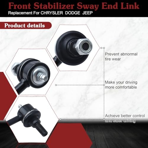 K80140 Sway Bar Link - Front Stabilizer End Link Compatible with 2003-2011 Crown